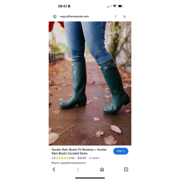 Hunter Forest Green Women's Original Tall Rain Boots Size 8 - Picture 2 of 8